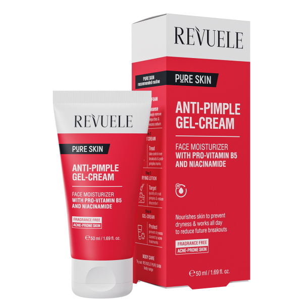 REVUELE ANTI-PIMPLE GEL-CREAM, 50 ml جل كريم مرطب للوجه مضاد للحبوب والبثور للبشرة الدهنية والمختلطة