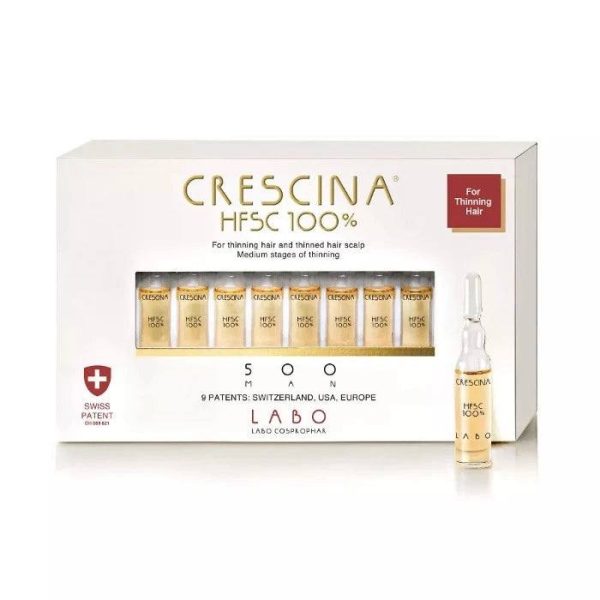 CRESCINA TRANSDERMIC HFSC RE-GROWTH 500 FOR MEN- 3.5ML X 20 // كريشنا امبولات لمعالج تساقط الشعر المتوسط 500 للرجال - 20 X 3.5 مل