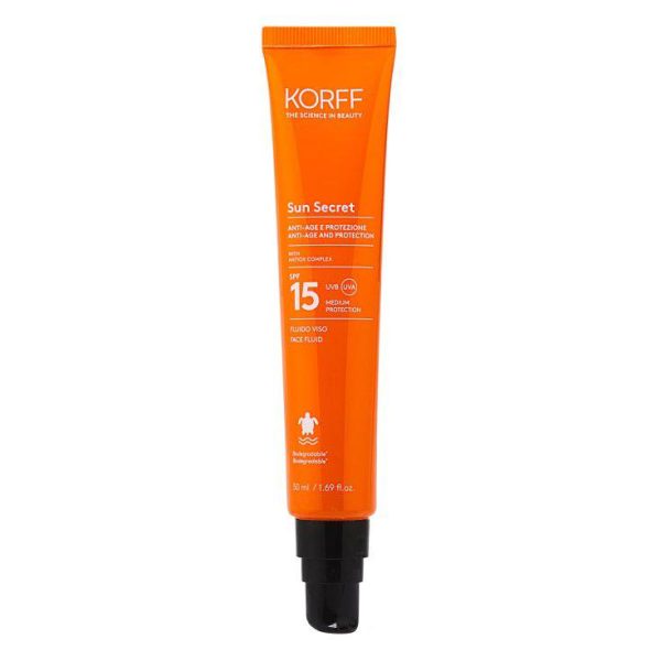 Korff Sun Secret anti-age face fluid cream with SPF 50+50 ml // كريم سائل الوجه المضاد للشيخوخة من كورف سن سيكريت مع عامل SPF 50+50 مل