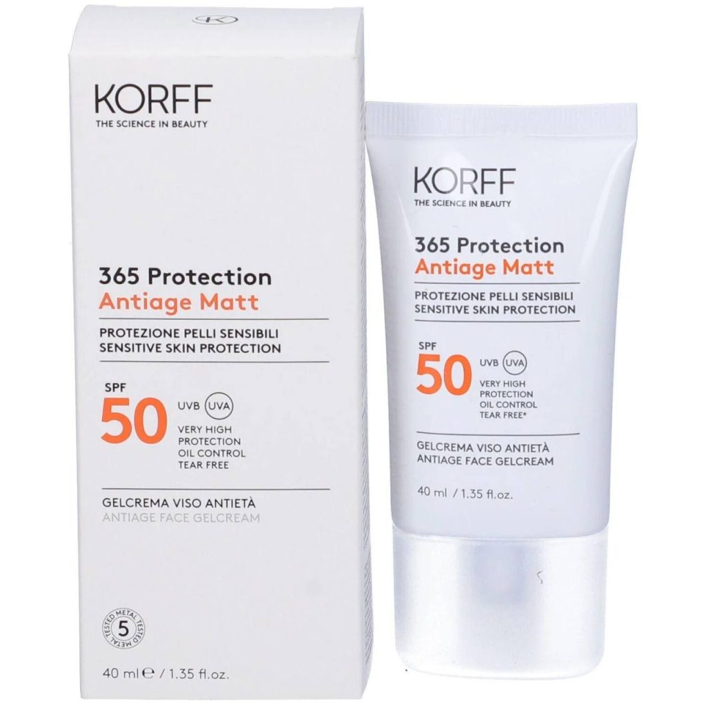 Korff 365 Protection Antiage Matt face gel cream SPF50+ 40ml // واقي شمس كورف كريم جل الوجه المضاد للشيخوخه 40 ml