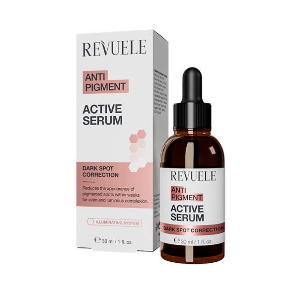 REVUELE ANTI PIGMENT ACTIVE SERUM 30ml \\سيروم ريفولي ب ألفا أربوتين و حمض الأزليك لتوحيد لون البشرة