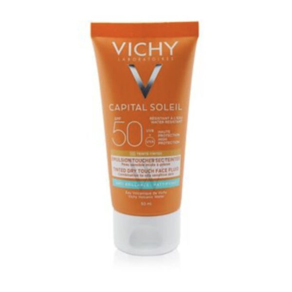 | VICHY Capital Soleil Spf 50 Tinted Dry Touch - 50ml فيشي كريم واقي شمسي مع لون للبشرة المختلطة والدهنية - 50 مل