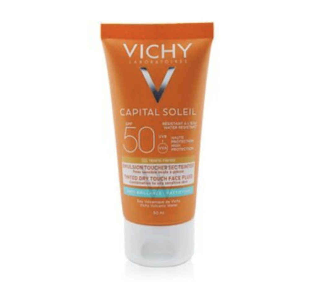 | VICHY Capital Soleil Spf 50 Tinted Dry Touch - 50ml فيشي كريم واقي شمسي مع لون للبشرة المختلطة والدهنية - 50 مل