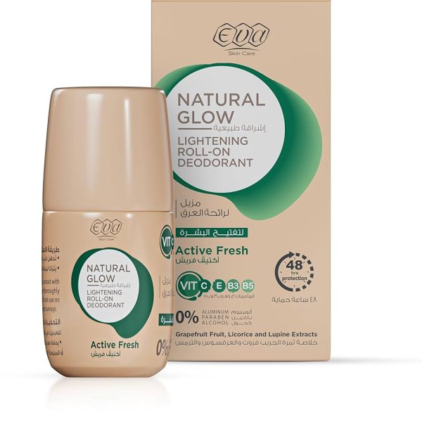 Eva Natural Glow Lightening Roll On Deodorant Active Fresh 60g// ايفا مريل تعرق اكتف فريش