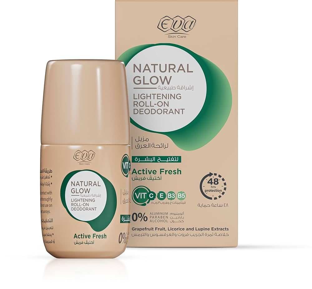 Eva Natural Glow Lightening Roll On Deodorant Active Fresh 60g// ايفا مريل تعرق اكتف فريش