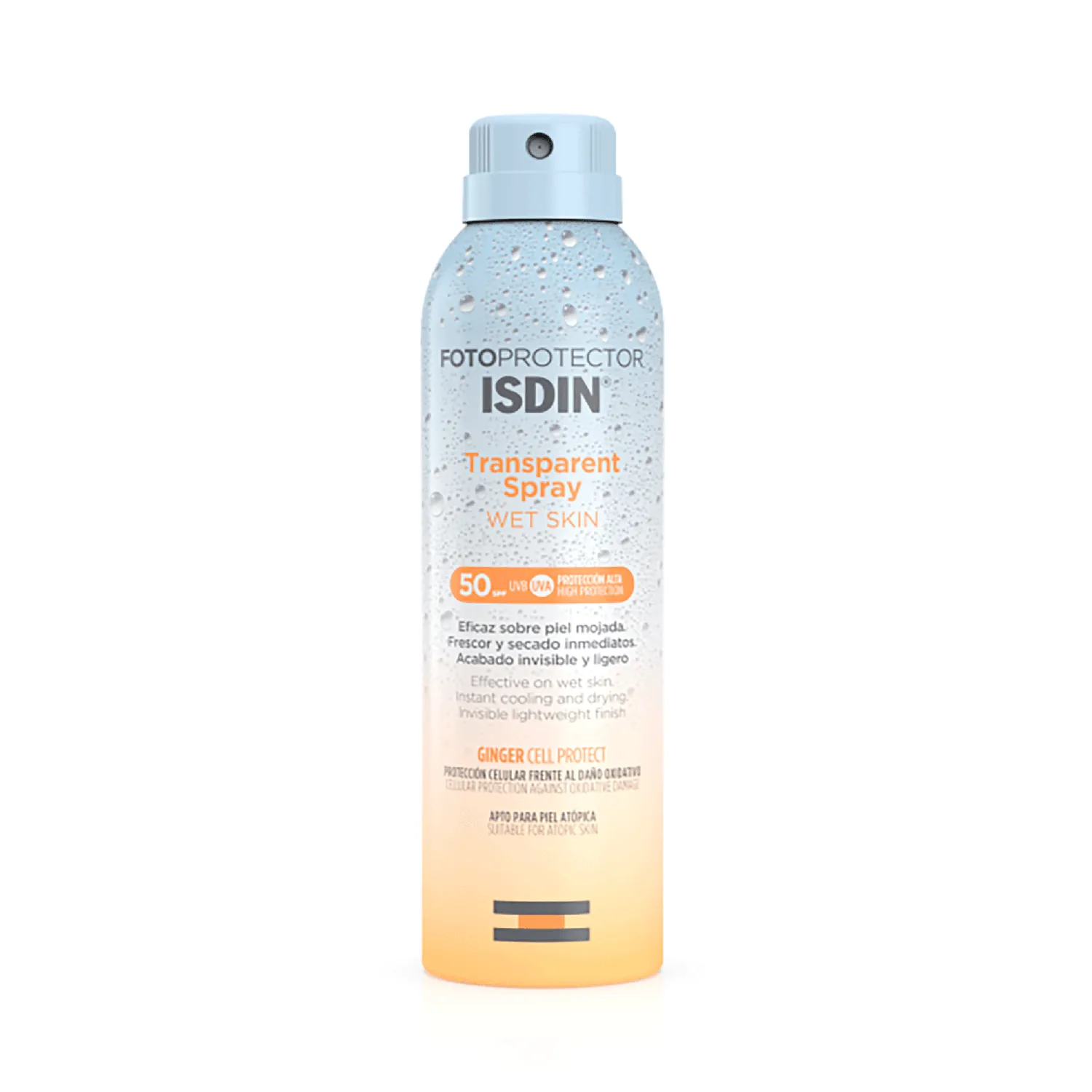 ISDIN Photoprotector Transparent Spray Wet Skin SPF 50+ – 250ml / ازدن بخاخ واقي الشمس الشفاف للجسم و الوجه 250مل